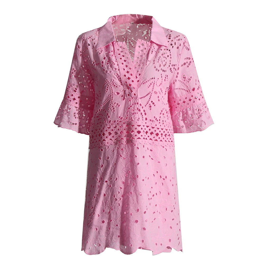 Elegant Hollow Out Mini Dress for Women