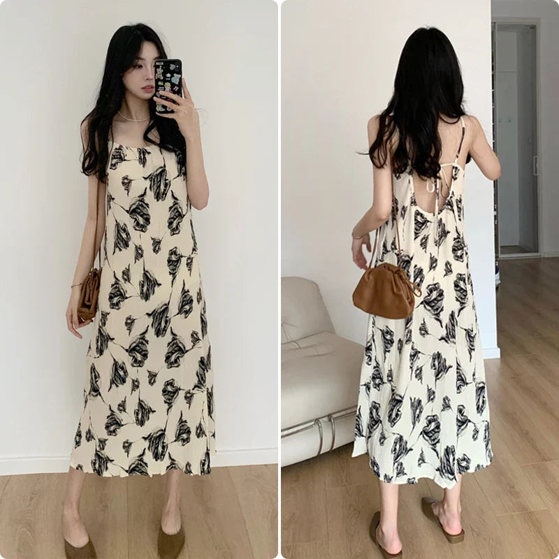 Chic Summer Hollow Out Spaghetti Strap Women's Dress