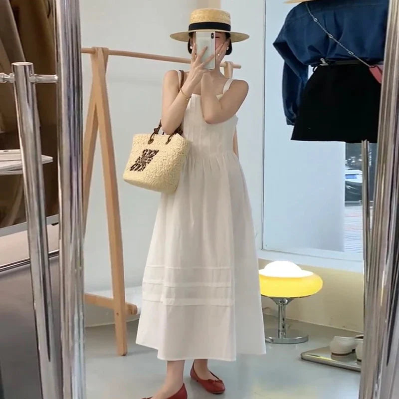 Chic Solid White Strapless Summer Dress for Women