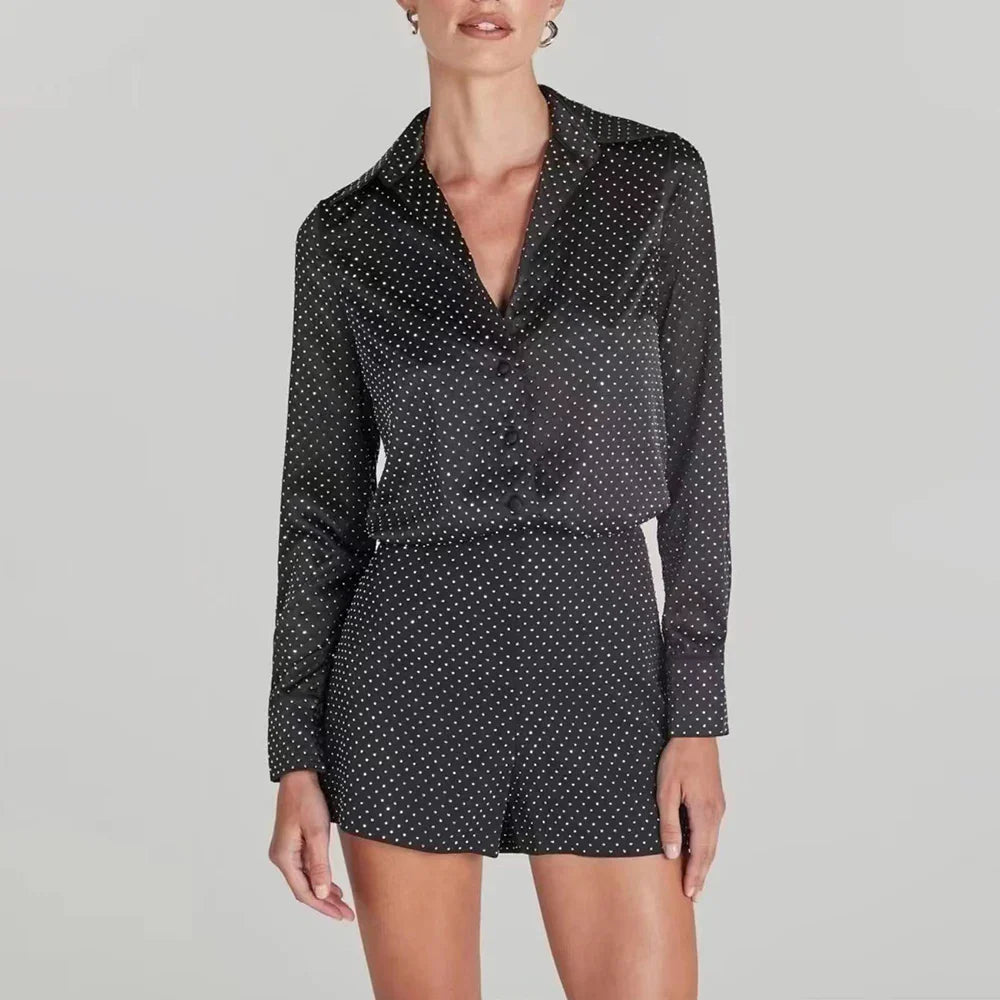 Stylish Women's Two-Piece Patchwork Diamond Set