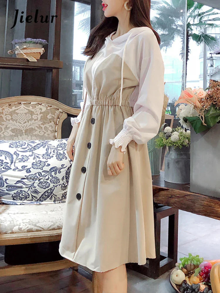 Elegant Autumn Patchwork Midi Dress for Women