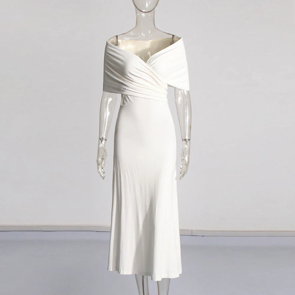 Elegant Off-Shoulder High Waist Long Dress for Women