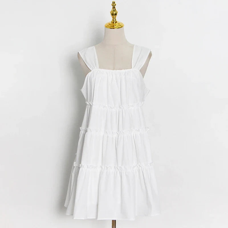 Chic Square Collar Mini Dress for Summer Wear