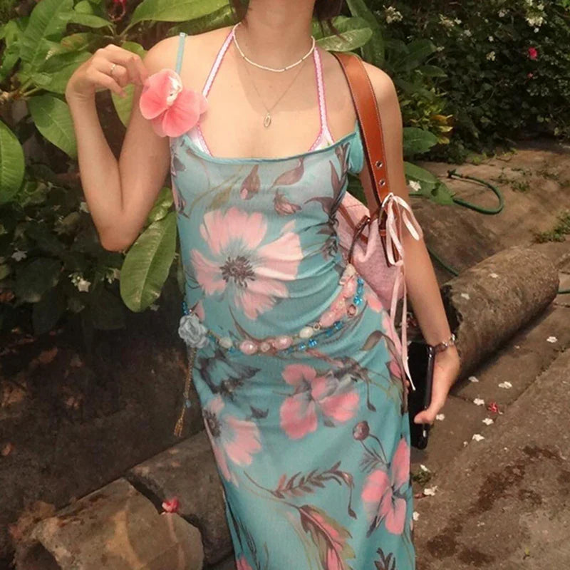 Elegant Floral Maxi Dress for Summer Holidays