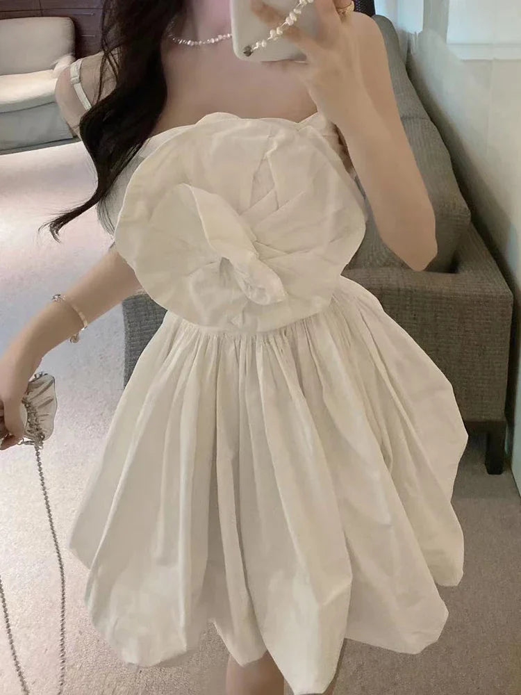 Elegant Floral Mini Dress with Square Collar for Women
