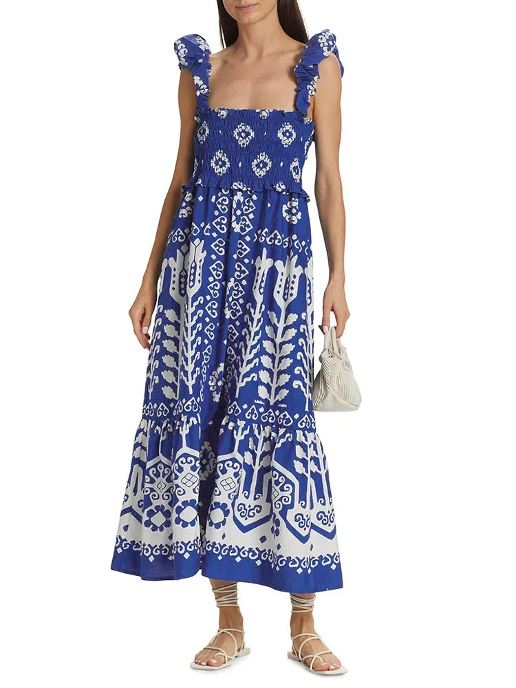 Colorblock Backless Sleeveless Spring Long Dress for Women