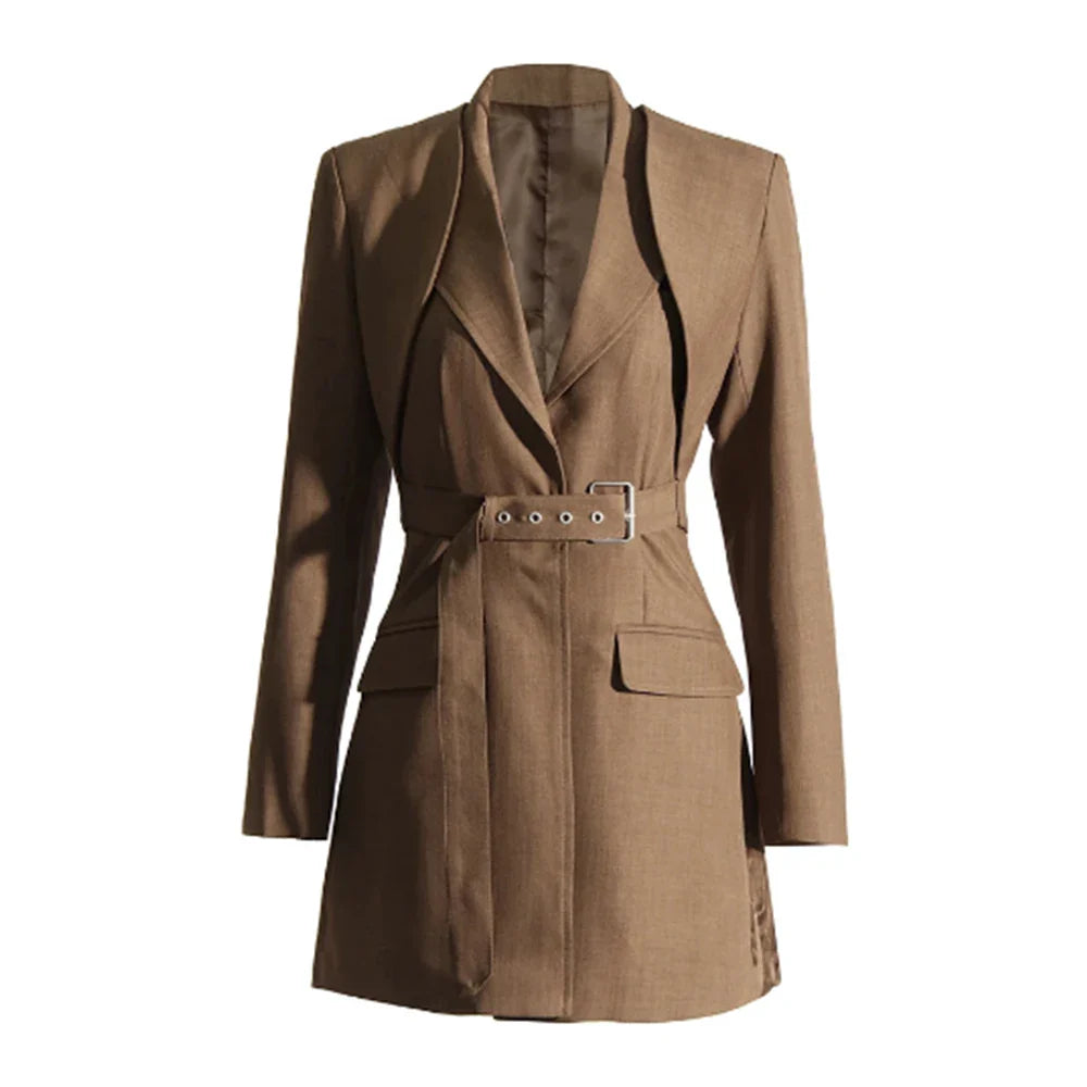 Vintage Two-Piece Women's Notched Collar Vest & Skirt Set