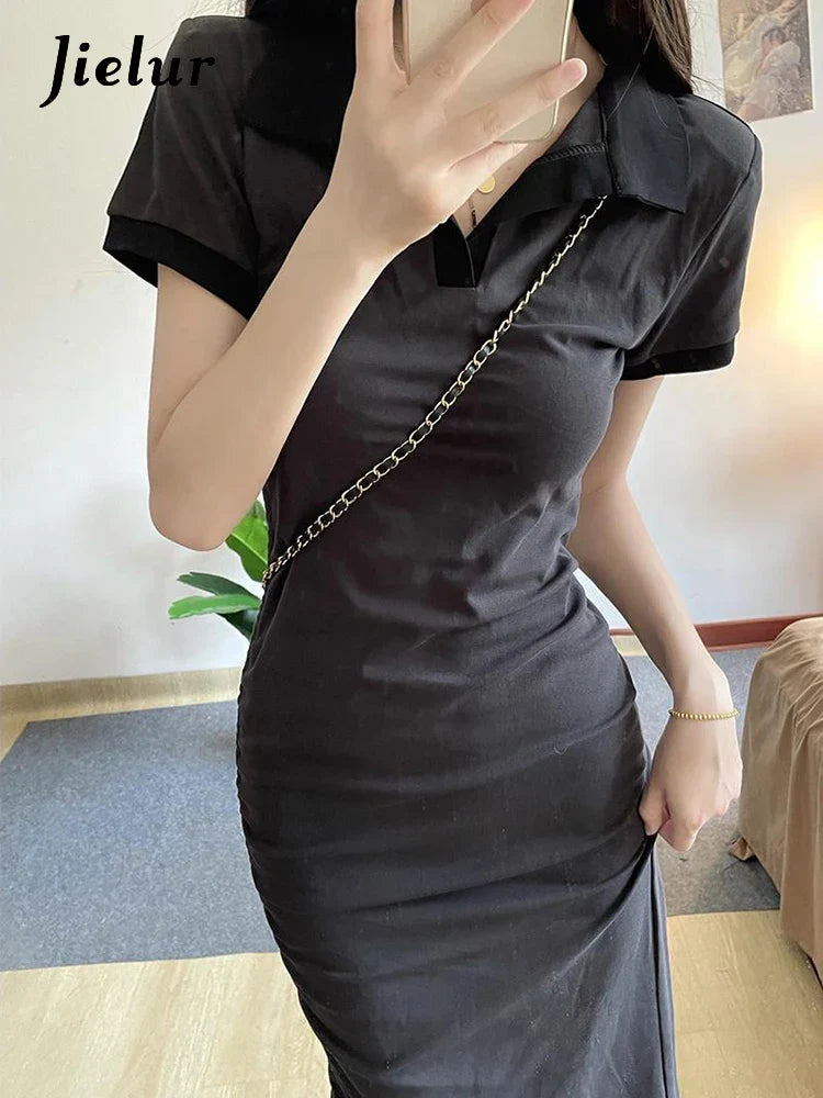 Chic Casual Dark Grey Polo Dress for Women