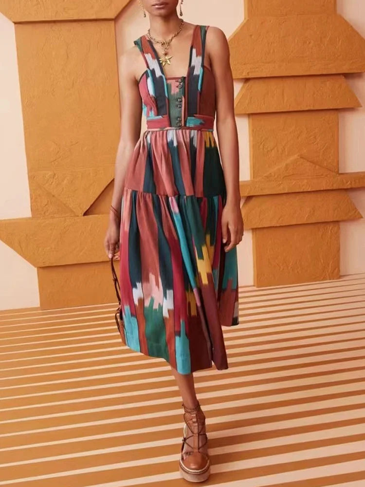 Stylish Vintage A-Line Summer Dress for Women