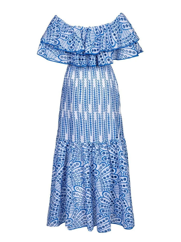 Elegant Butterfly Sleeve High Waist Ruffle Dress for Women