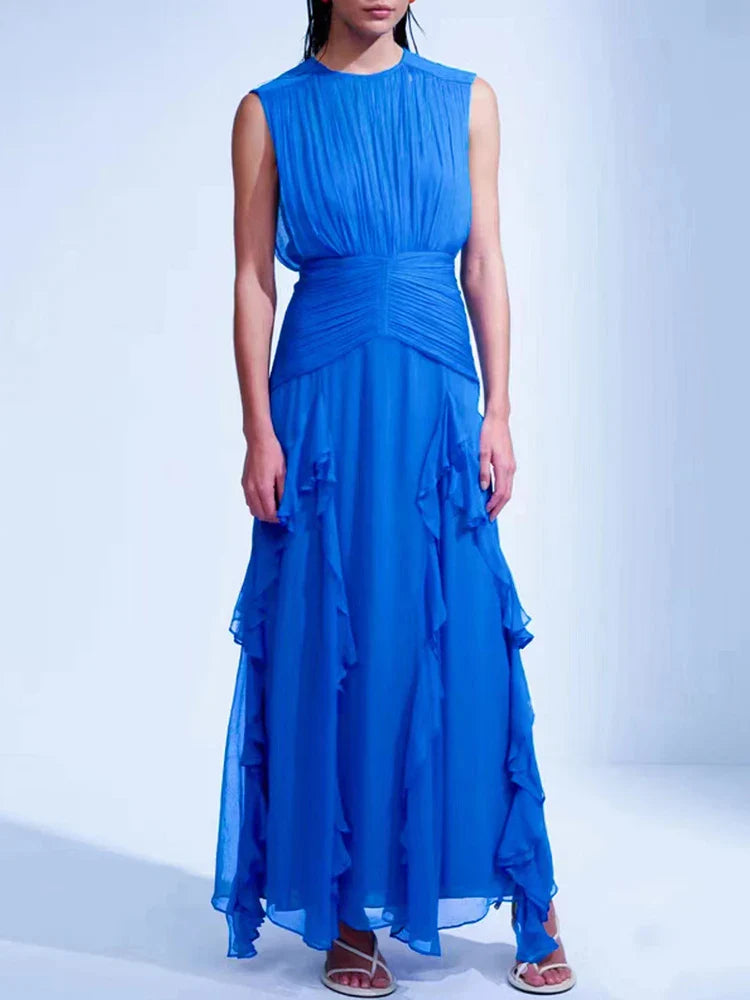 Elegant Sleeveless Irregular Ruched Casual Dress for Women