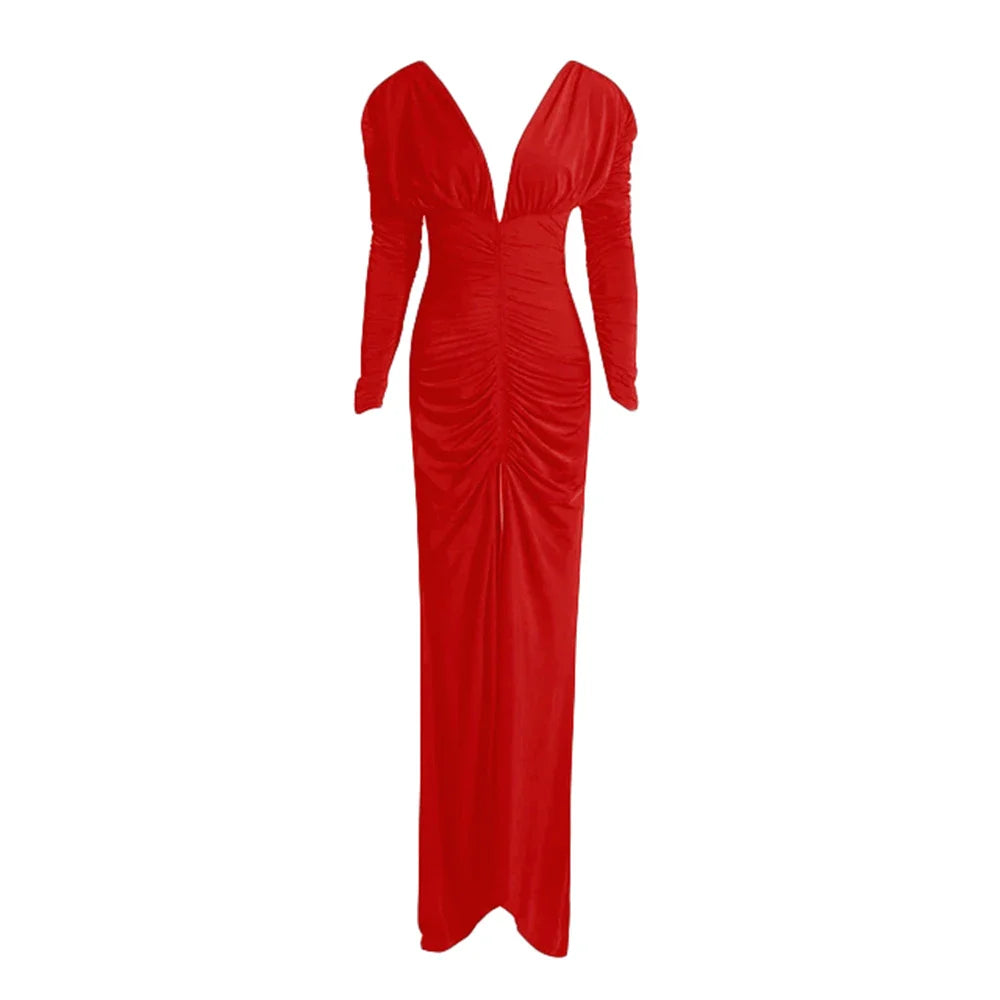 Elegant Backless Mermaid Dress with Deep V Neck