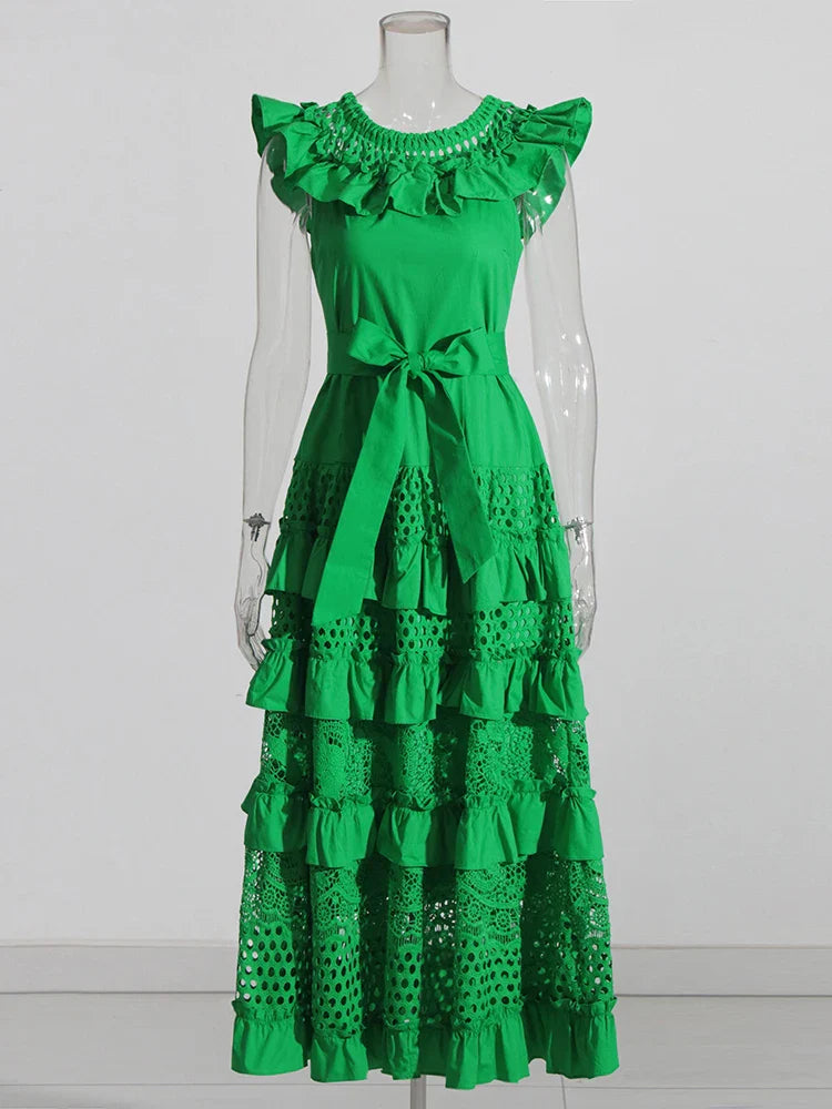 Elegant Hollow Out Lace Off-Shoulder Summer Dress