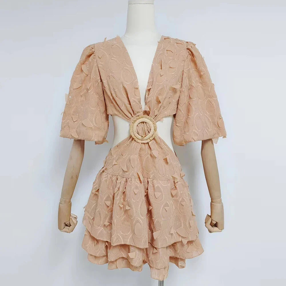 Stylish Deep V Neck Slimming Mini Dress for Summer