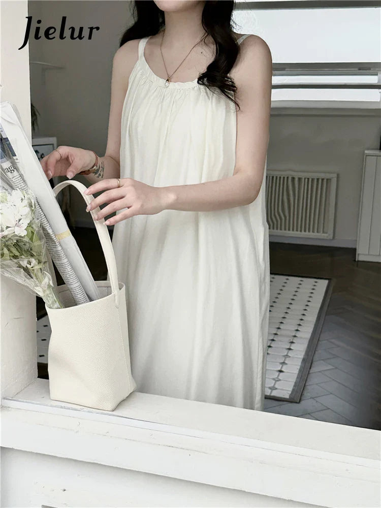 Elegant White Sleeveless Maxi Dress for Women
