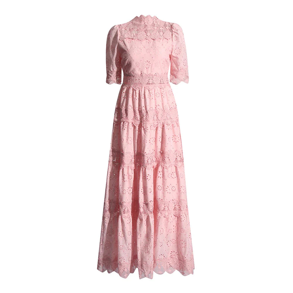 Elegant A-Line Dress with Irregular Hem and Stand Collar
