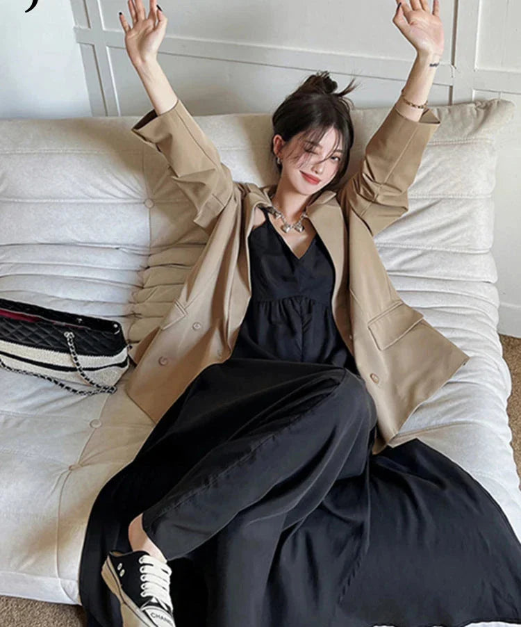 Elegant Slim Black V-neck Sleeveless Summer Dress