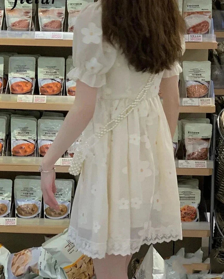 Elegant Vintage Puff Sleeve Dress for Summer Events