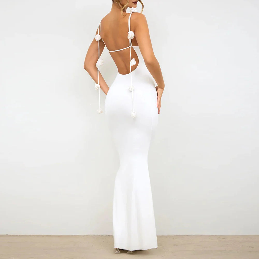 Stylish Backless Bodycon Dress with Square Collar