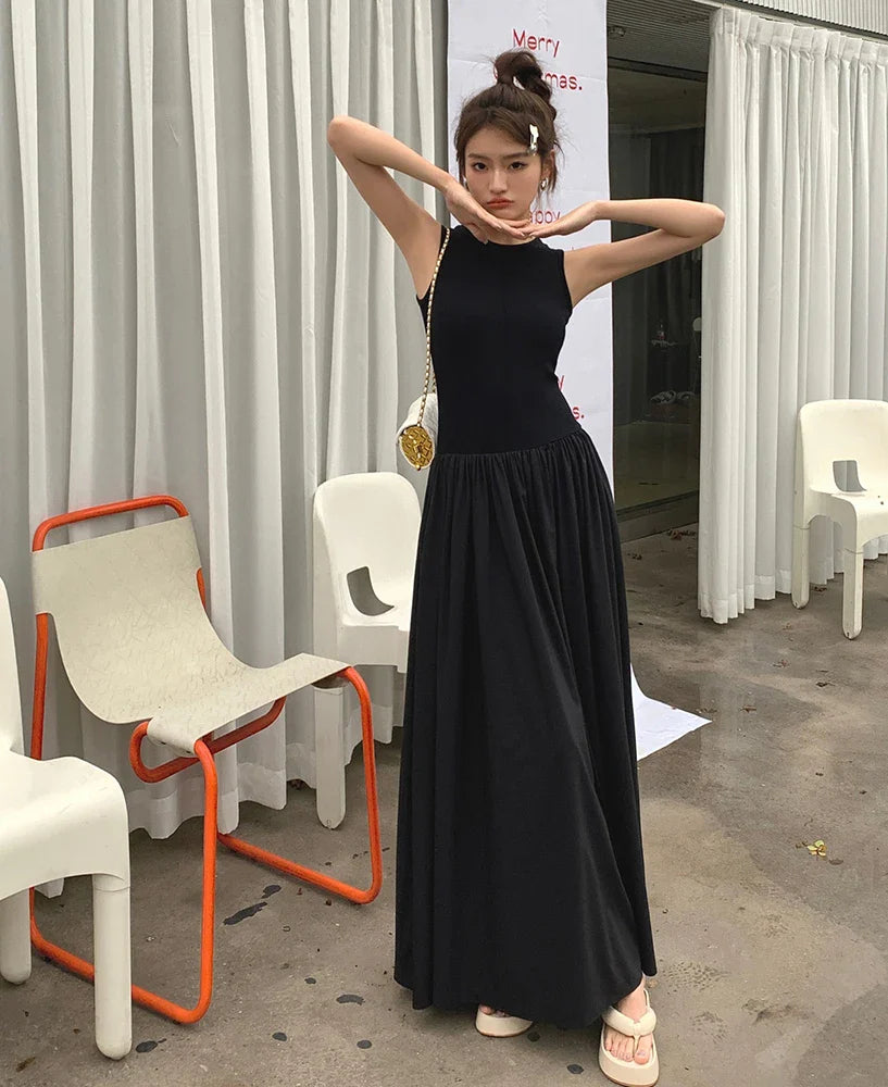 Elegant Slim Waist Sleeveless Summer Office Dress