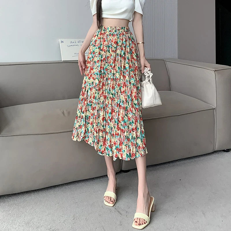 Elegant Vintage Midi Skirt for Women