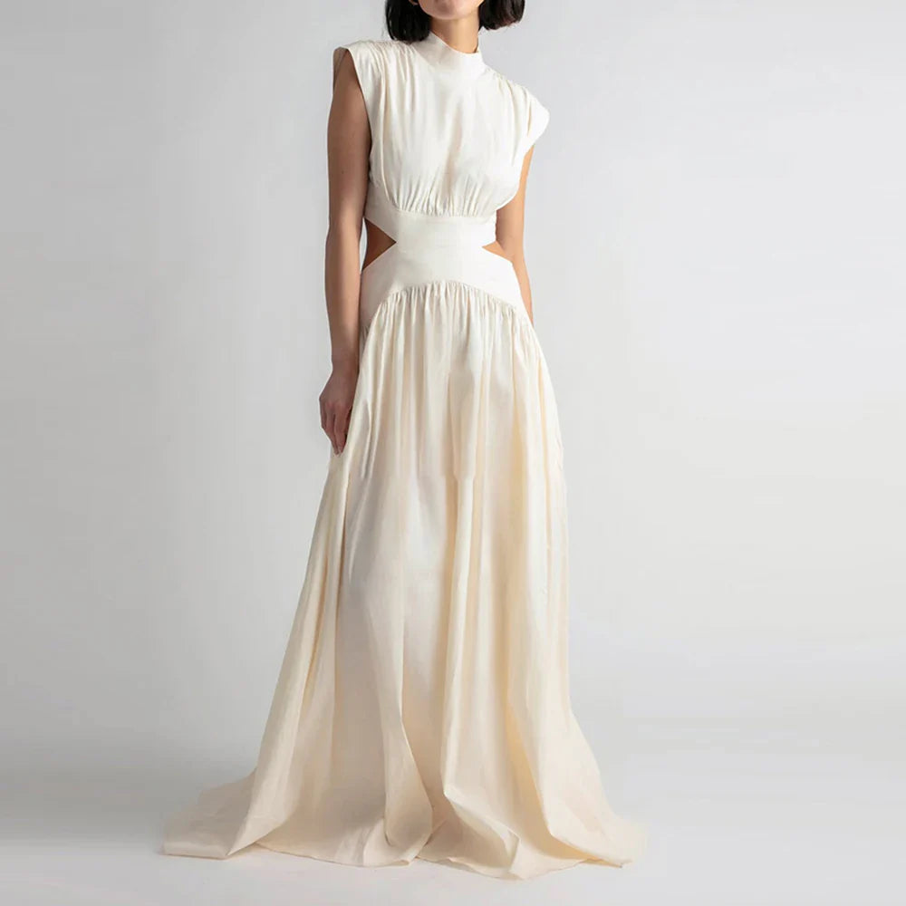 Elegant Sleeveless High Waist Midi Dress for Women
