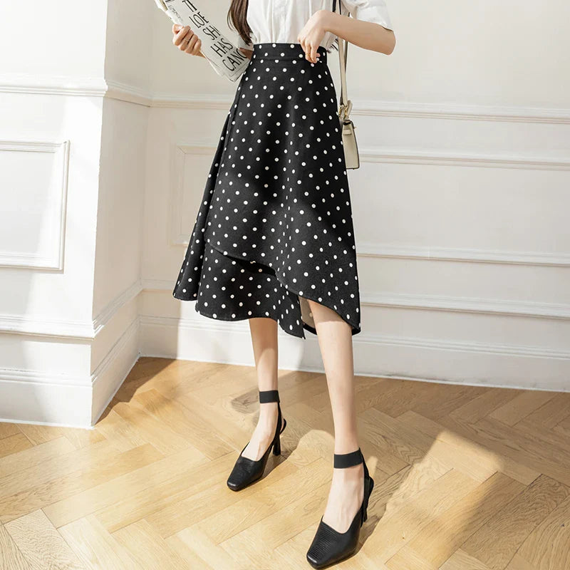 Elegant High Waist A-line Black Summer Skirt for Women