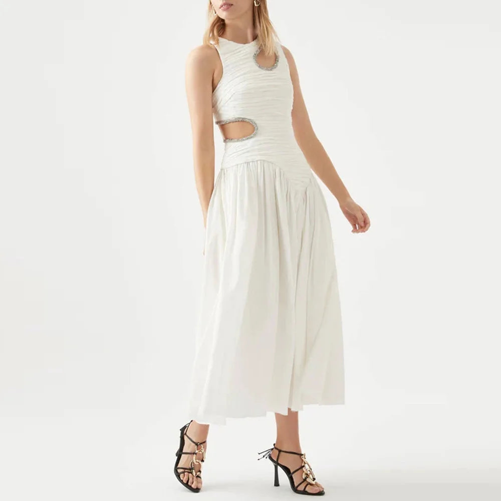 Stylish Colorblock Sleeveless Dress for Summer Elegance