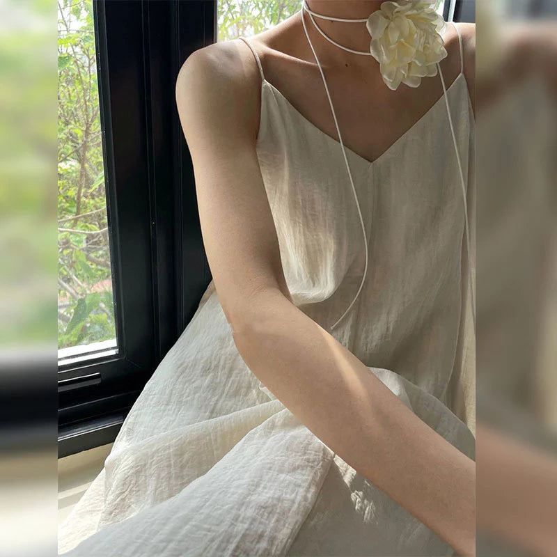 Elegant V-Neck Maxi Dress for Office and Summer