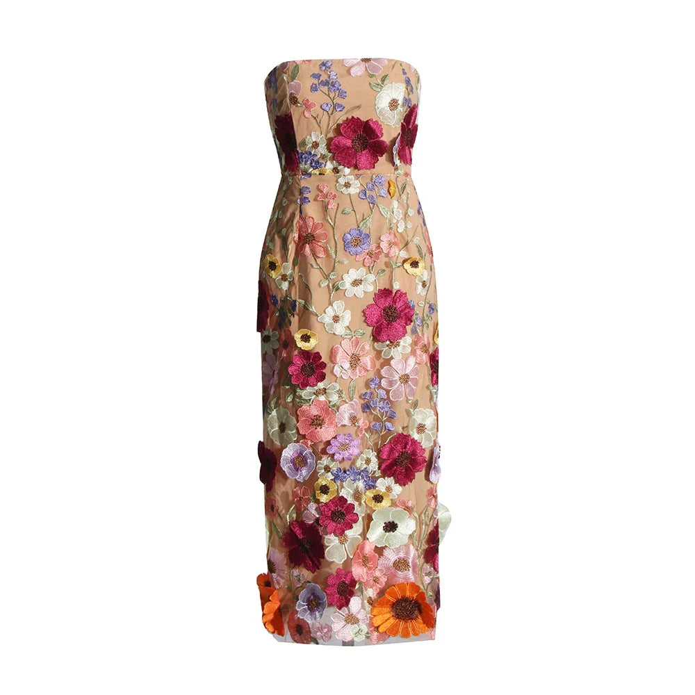 Elegant Colorblock Strapless High Waist Dress for Women