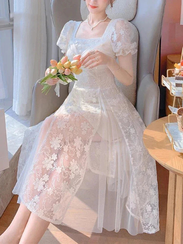Floral Design Midi Dress for Elegant Summer Evenings