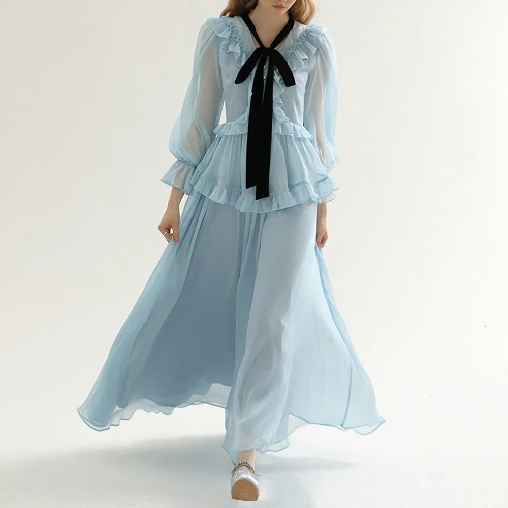 Elegant V-Neck Puff Sleeve Summer Dress for Women
