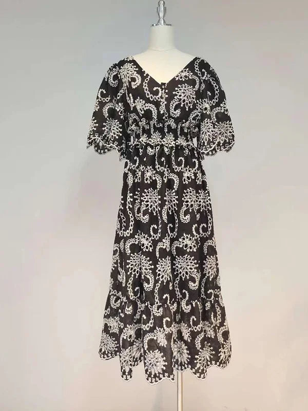 Elegant V-Neck Backless Midi Dress for Women