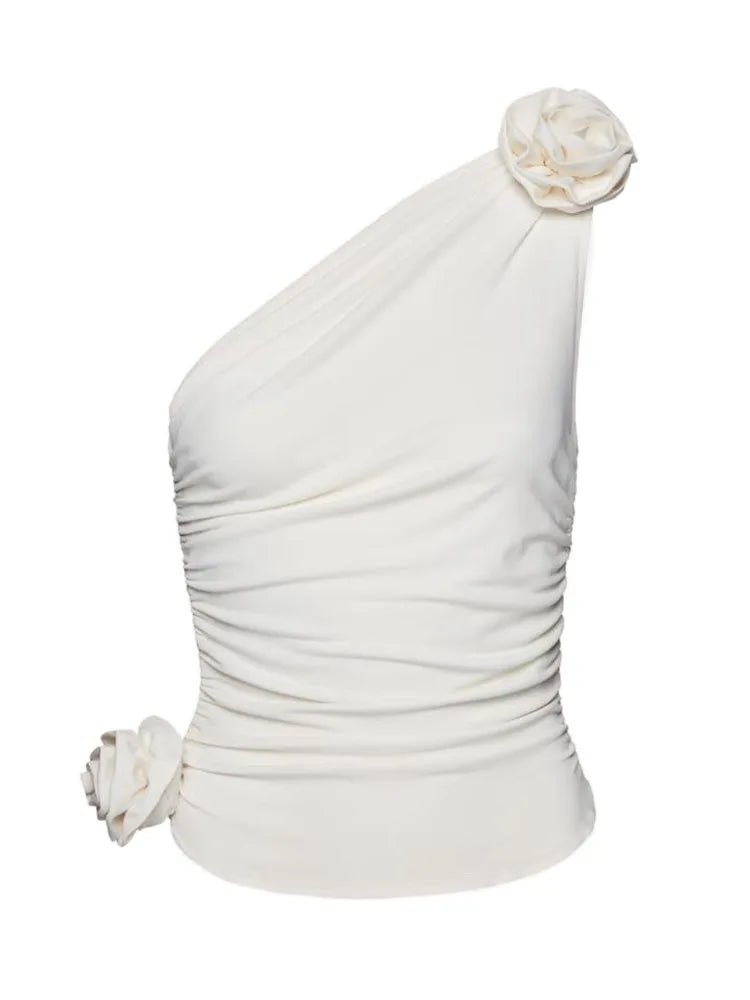 Asymmetrical Sleeveless Top with Diagonal Collar for Women