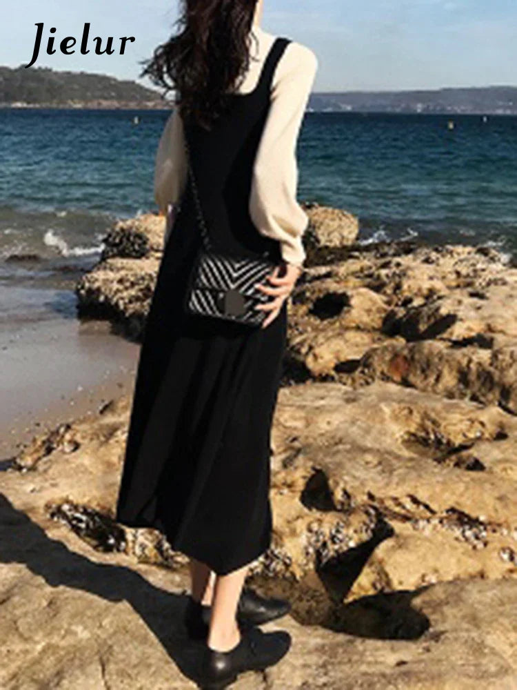 Elegant Elastic A-Line Knit Dress for Women