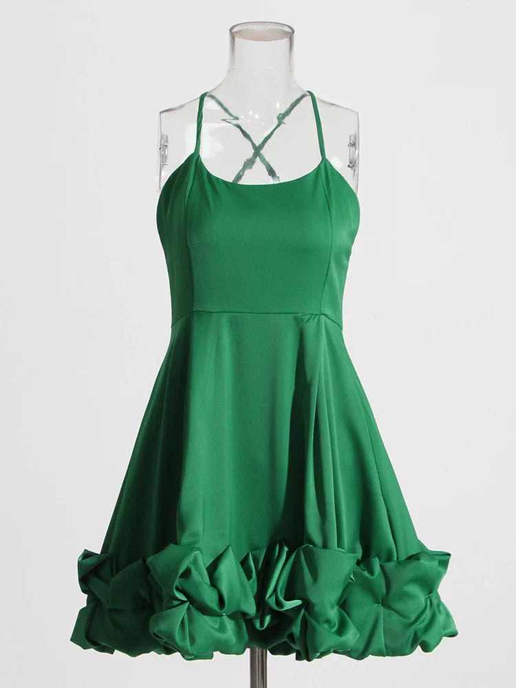 Sleeveless Dot Mini Dress with Ruffles for Women