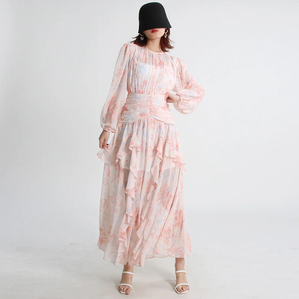 Elegant Long Sleeve Round Neck Pullover Dress for Women