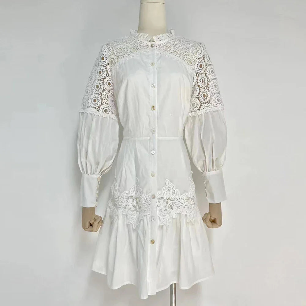 Floral Embroidery High Waist Mini Dress for Women