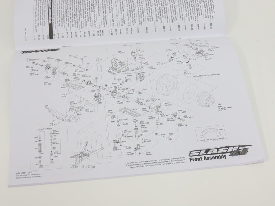 traxxas slash 4x4 parts manual