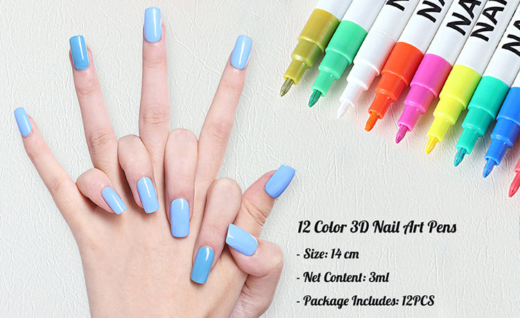 Buy Feelhigh 12-Piece 3D Nail Art Pen Set: Unleash Your Nail Art Creativity  with Precision Nail Graffiti Drawing Pens-DIY Nail Art Beauty Adorn Manicure  Tools Online at Low Prices in India -