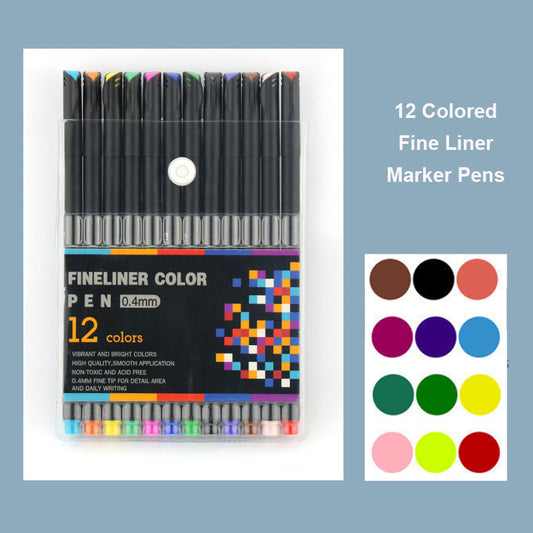 12/24/36/48/60 Fineliner Color Pen Set 0.4mm Fine Point Drawing Writing  Marker Pens for Agenda Planner School Art Supplies A6140