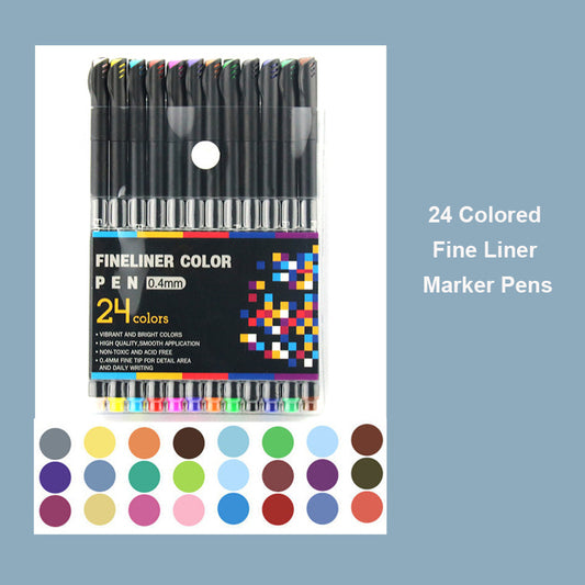 24 Fineliner Colouring Pens Set Fine Point Pens 0.4mm Assorted -  Norway