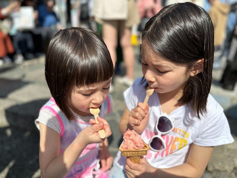 Girls sharing an icecream