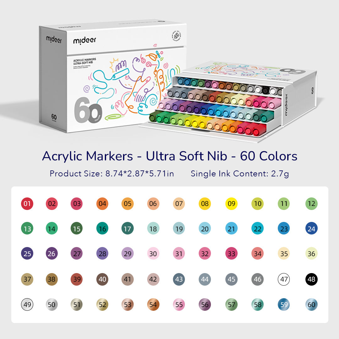 Acrylic Markers | Ultra Soft Nib | 24 Vibrant Colors