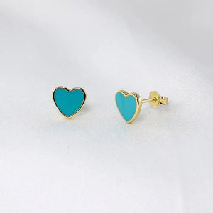 Mini Heart Studs Teal - GG Jaeger