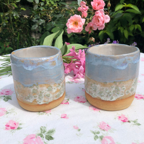 Hand built costal glaze ceramic stoneware tumbler