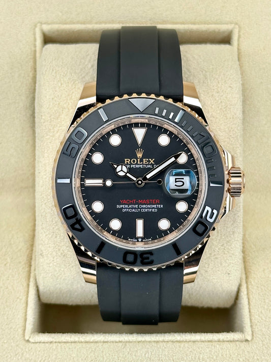Rolex Yacht-Master 40mm Everose Gold Black Dial Oysterflex for