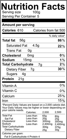 nutritional almond label flour sample facts information info 500g gluten blanched eu food labels services fine super