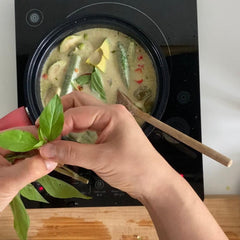 Vegan Avocado Thai Green Curry with Blue Rice