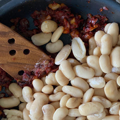 Gigantes plaki, the Greek Vegan Baked Giant Bean with Tomatoes